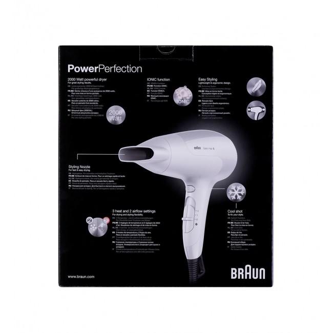 Braun Satin Hair 3 HD 385 hair dryer 2000 W White