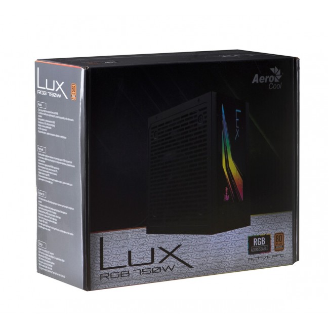 Aerocool Lux RGB 750W power supply unit Black Aerocool Lux RGB 750W power supply unit Black