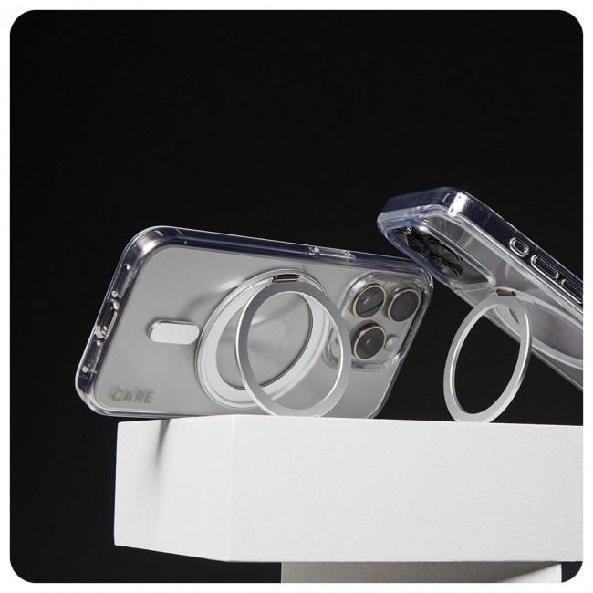 PanzerGlass CARE by Feature Case Transparent w. Silver Kickstand & MagSafe iPhone 16 Pro