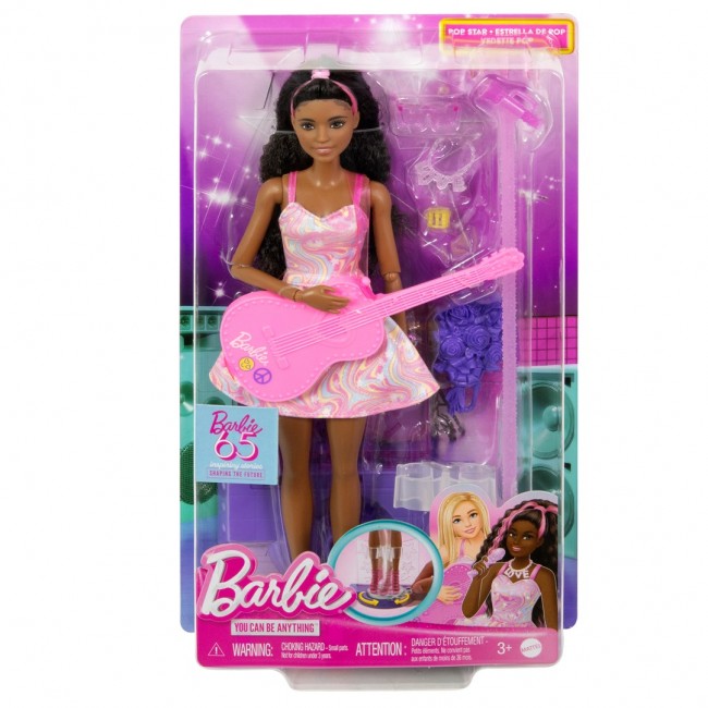 Barbie 65th Anniversary Doll & 10 Accessories, Pop Star Set with Brunette Singer Doll Barbie 65th Anniversary Doll & 10 Accessories, Pop Star Set with Brunette Singer Doll