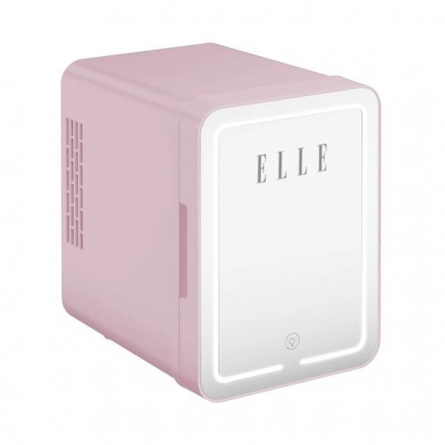 ELLE 4L mini fridge with LED make-up mirror, purple