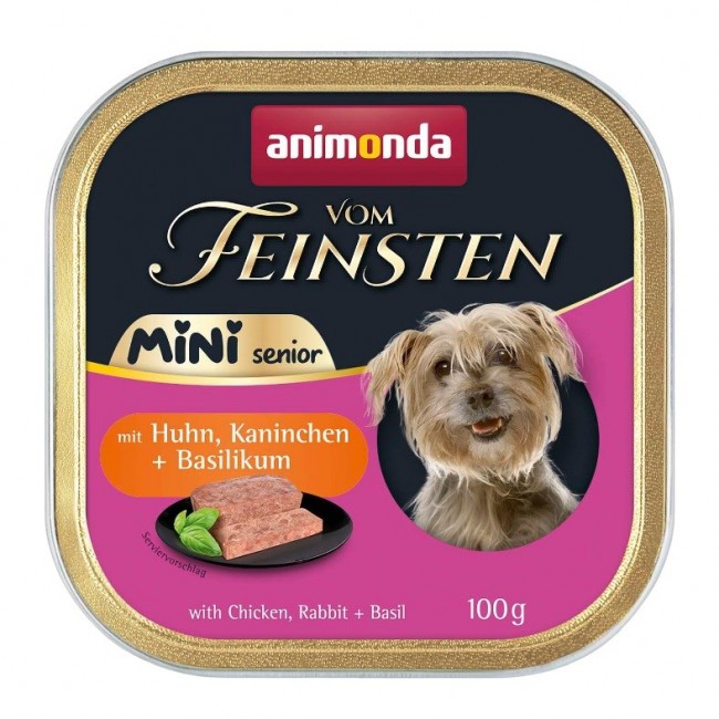 ANIMONDA Vom Feinsten Senior Mini Chicken with rabbit and basil - wet dog food - 100g