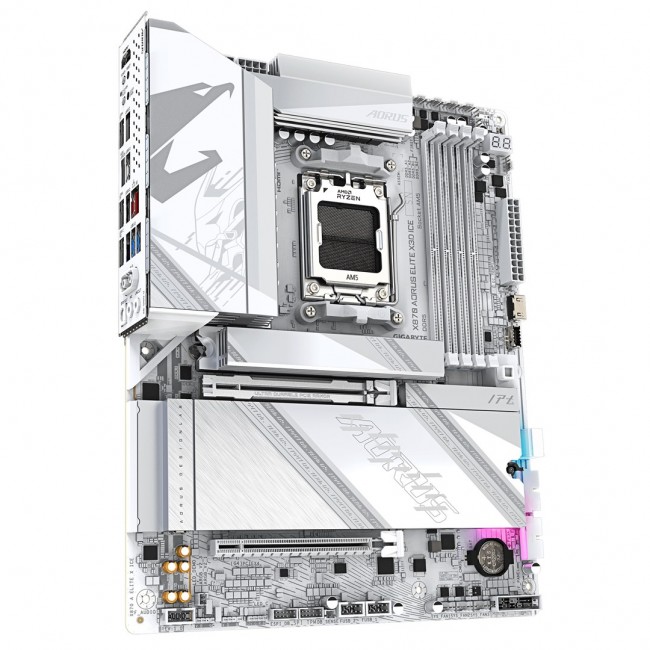 GIGABYTE X870 AORUS ELITE X3D ICE Motherboard - Supports AMD Ryzen 9000 CPUs, 16+2+2 Phases Digital VRM, up to 9000Hz DDR5 (OC), 2xPCIe 5.0 + 2xPCIe 4.0, Wi-Fi 7, 2.5GbE LAN, USB 4 GIGABYTE X870 AORUS ELITE X3D ICE Motherboard - Supports AMD Ryzen 9000 CPUs, 16+2+2 Phases Digital VRM, up to 9000Hz DDR5 (OC), 2xPCIe 5.0 + 2xPCIe 4.0, Wi-Fi 7, 2.5GbE LAN, USB 4