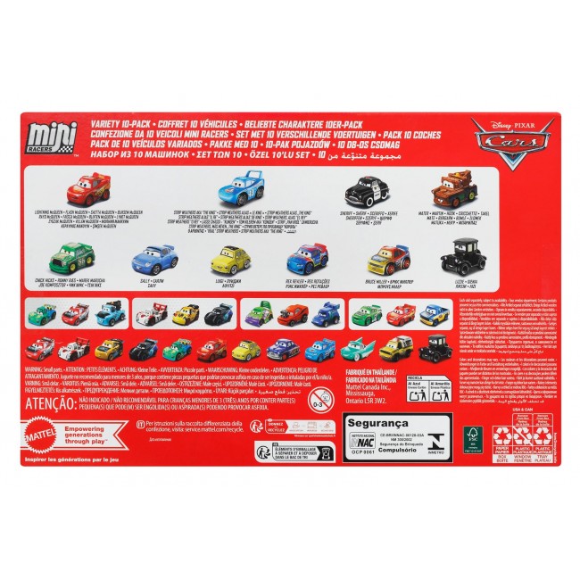 Disney Pixar Cars Disney and Pixar Cars Mini Racers 10-Pack, Set of 10 Toy Vehicles from the Movie (Styles May Vary)