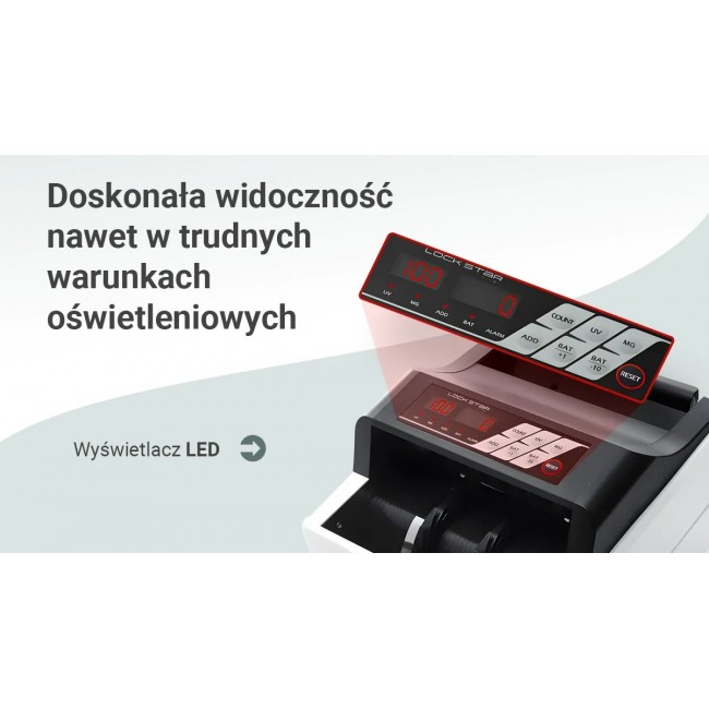Extralink LOCKSTAR PROFESJONALNA LICZARKA NOMINALOWA DO BANKNOT W UV, IR, MG X-300 Banknote counting machine White Extralink LOCKSTAR PROFESJONALNA LICZARKA NOMINALOWA DO BANKNOT W UV, IR, MG X-300 Banknote counting machine White