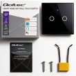 Qoltec 52712 Smart Touch 2-Gang Light Switch | Wi-Fi | Timer | Tuya | Smart Life | Tempered Glass | Black