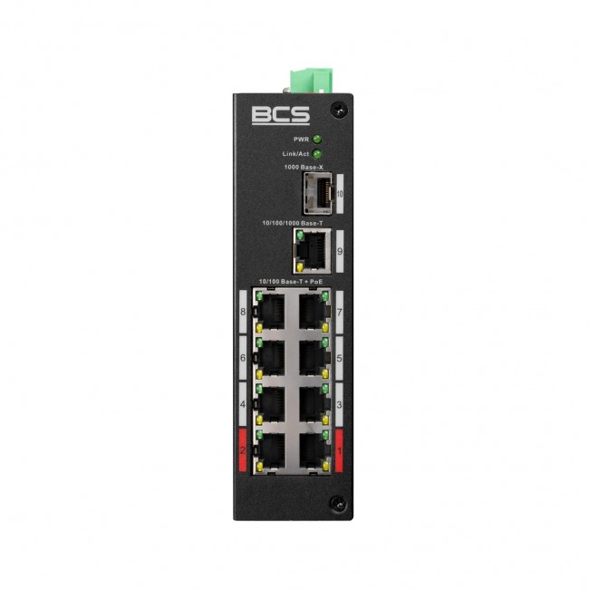 BCS BCS-L-SP0801G-1SFP(II) Fast Ethernet (10/100) Power over Ethernet (PoE) DIN rail Black BCS BCS-L-SP0801G-1SFP(II) Fast Ethernet (10/100) Power over Ethernet (PoE) DIN rail Black