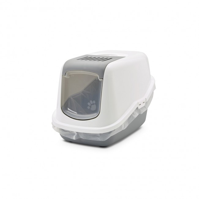 SAVIC Nestor White-Grey - Covered Cat Litter Box - 56x39x38.5 cm - 1 pc SAVIC Nestor White-Grey - Covered Cat Litter Box - 56x39x38.5 cm - 1 pc