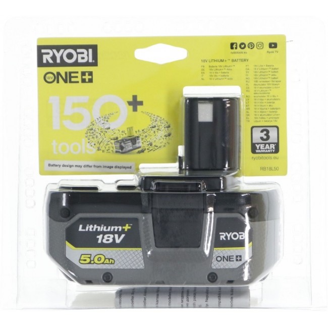 Ryobi RB18L50 Battery 18 V 5,0 Ah Lithium+ One+ Ryobi RB18L50 Battery 18 V 5,0 Ah Lithium+ One+