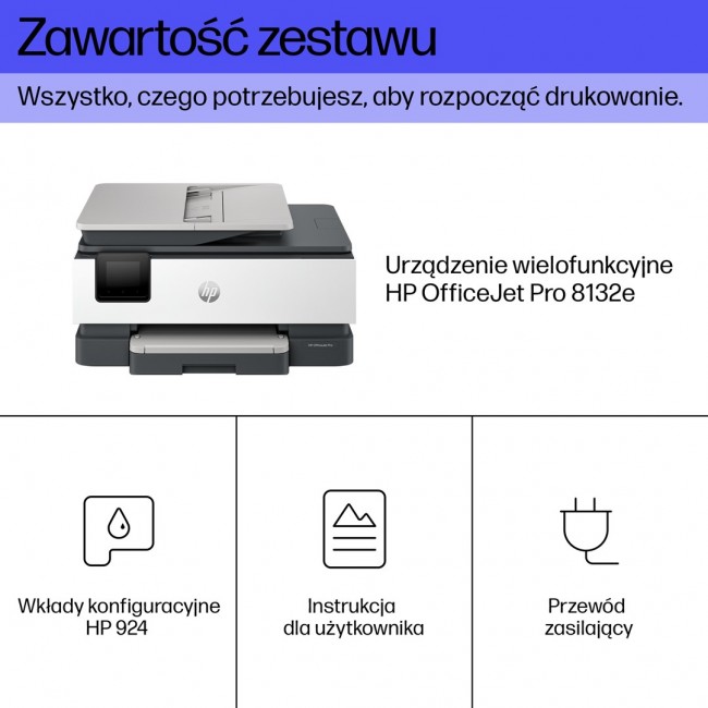 HP OfficeJet Pro 8132e Wireless All-in-One Color Printer, Instant Ink Two-sided printing