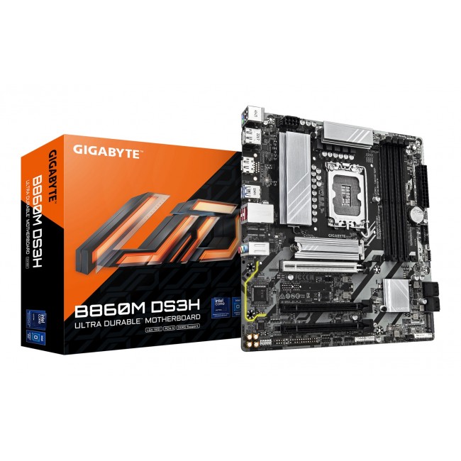 GIGABYTE B860M DS3H Motherboard - Intel Core Ultra Series CPUs, 5+1+2+1 Phases VRM, up to 9066MHz DDR5, 1xPCIe 5.0 + 1xPCIe 4.0 M.2, 2.5GbE LAN, USB 3.2 Gen 2