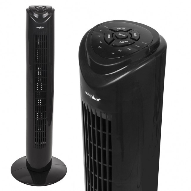 GreenBlue 45W tower fan with 3 levels of airflow, 82cm high, 1.5m cable, with remote control and timer GB645