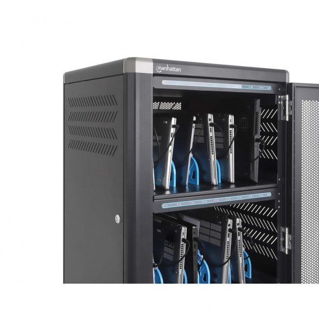 Manhattan Laptop Charging Cabinet Trolley/Cart via USB-C 65W 16