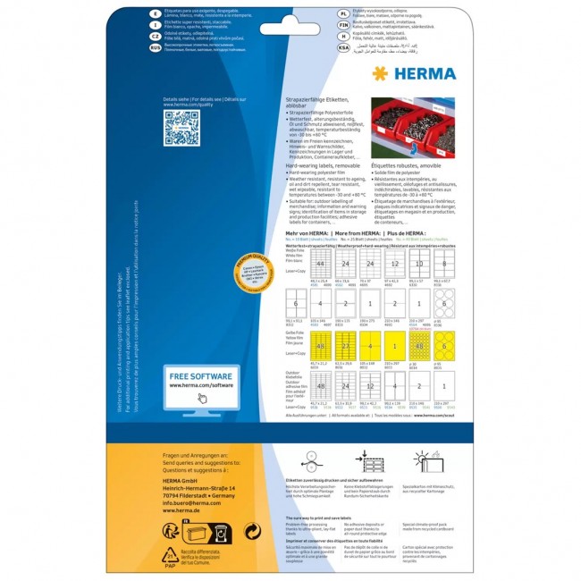 HERMA 4577 self-adhesive label Removable White 20 pc(s)