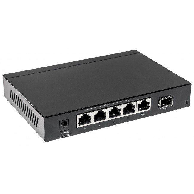 Intellinet 5-Port Gigabit Ethernet PoE+ Switch with SFP Combo Port, 4 x PSE Ports, IEEE 802.3at/af Power over Ethernet (PoE+/PoE) Compliant, 80 W, Desktop (Euro 2-pin plug) Intellinet 5-Port Gigabit Ethernet PoE+ Switch with SFP Combo Port, 4 x PSE Ports, IEEE 802.3at/af Power over Ethernet (PoE+/PoE) Compliant, 80 W, Desktop (Euro 2-pin plug)
