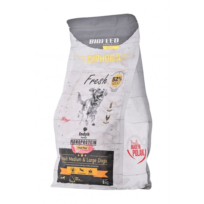 BIOFEED Euphoria Fresh Adult Medium & Large Monoprotein Turkey - dry dog food - 2kg BIOFEED Euphoria Fresh Adult Medium & Large Monoprotein Turkey - dry dog food - 2kg
