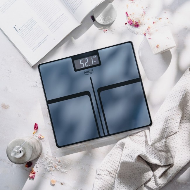 Bathroom scale ADLER AD 8194s STRIPES rechargeable USB-C Black