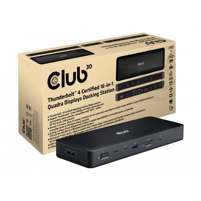 CLUB3D CSV-1583 laptop dock/port replicator Wired Thunderbolt 4 Black