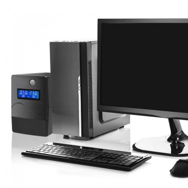 Qoltec Monolith uninterruptible power supply (UPS) Double-conversion (Online) 0.65 kVA 360 W 2 AC outlet(s)