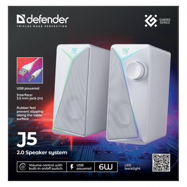 DEFENDER J5 2.0 6 W LED USB speakers white DEFENDER J5 2.0 6 W LED USB speakers white