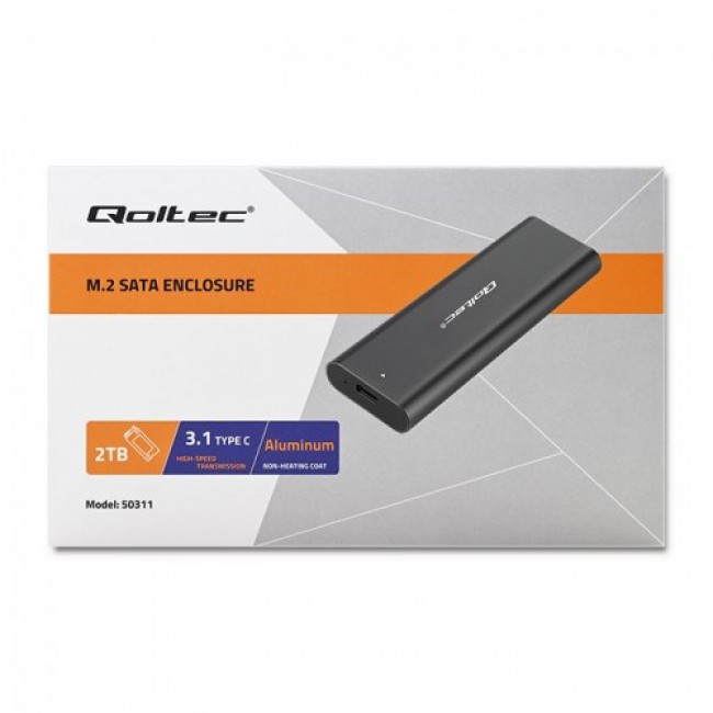 Qoltec 50312 storage drive enclosure SSD enclosure Black M.2