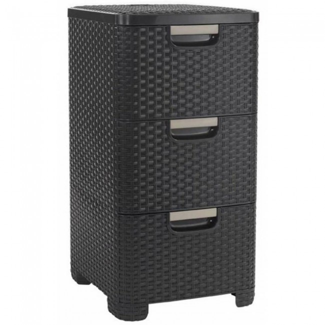 CURVER BOOKCASE WITH 3 DRAWERS 3x14L /DARK BROWN