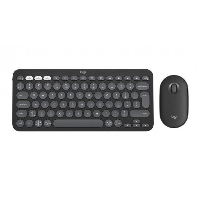 Logitech Pebble 2 Combo keyboard Mouse included Universal RF Wireless + Bluetooth QWERTY US International Graphite