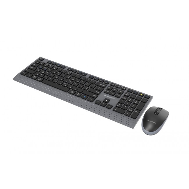 Gembird KBS-WPS-02-CYRL Dual-mode slim wireless desktop set, 2.4G+BT, RU layout
