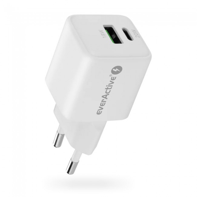 Charger 1 x USB, 1 x USB-C Quick Charge 3.0 20W white
