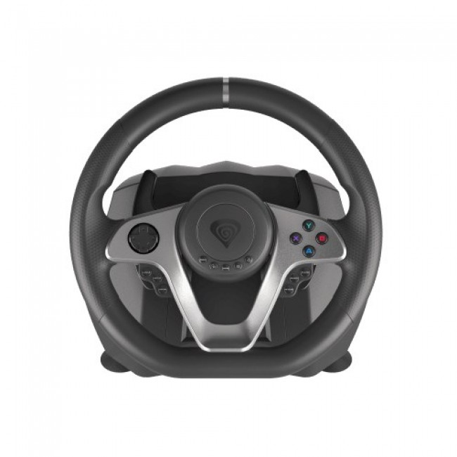 GENESIS Seaborg 400 Black, Silver USB Steering wheel + Pedals Nintendo Switch, PC, PlayStation 4, Playstation 3, Xbox 360, Xbox One, Xbox One S, Xbox One X
