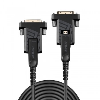 Lindy 10m Fibre Optic Hybrid Micro-HDMI 18G Cable with Detachable HDMI and DVI Connectors