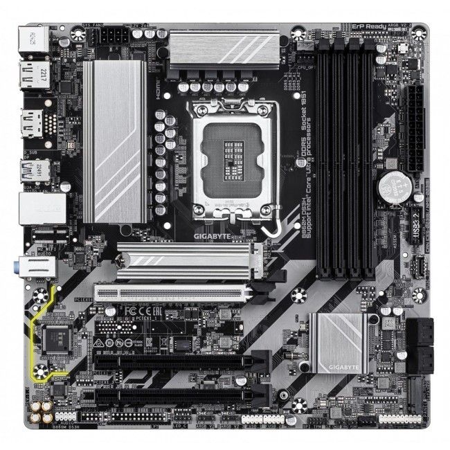 GIGABYTE B860M DS3H Motherboard - Intel Core Ultra Series CPUs, 5+1+2+1 Phases VRM, up to 9066MHz DDR5, 1xPCIe 5.0 + 1xPCIe 4.0 M.2, 2.5GbE LAN, USB 3.2 Gen 2 GIGABYTE B860M DS3H Motherboard - Intel Core Ultra Series CPUs, 5+1+2+1 Phases VRM, up to 9066MHz DDR5, 1xPCIe 5.0 + 1xPCIe 4.0 M.2, 2.5GbE LAN, USB 3.2 Gen 2