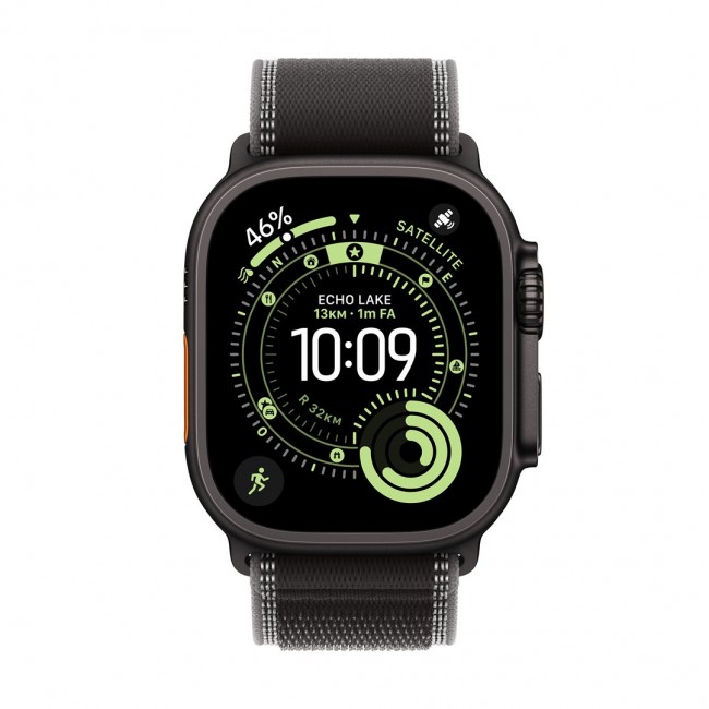 Apple Watch Ultra 3 GPS + Cellular 49mm Black Titanium Case with Black/Charcoal Trail Loop - M/L