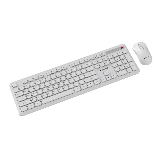 Gembird KBS-WPS-01 Slim Pro Business wireless desktop set, white, US layout