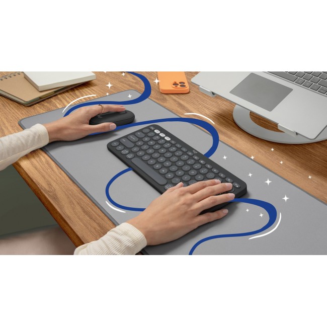 Logitech Pebble 2 Combo keyboard Mouse included Universal RF Wireless + Bluetooth QWERTY US International Graphite