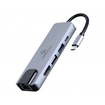 Gembird A-CM-COMBO5-04 laptop dock/port replicator Wired USB 3.2 Gen 1 (3.1 Gen 1) Type-C Silver