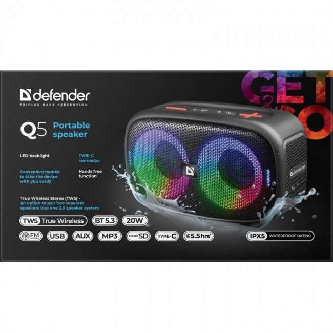 BLUETOOTH SPEAKER Q5 BT 5.3 20W LED/BT/FM/USB/TWS