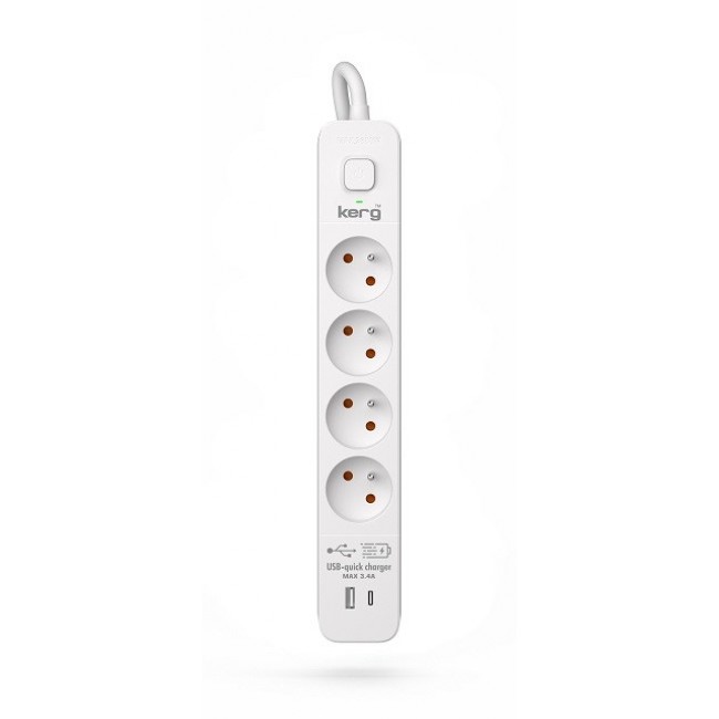 KERG power strip with circuit breaker-4 USBC+USBA sockets 16A 1,5m KERG power strip with circuit breaker-4 USBC+USBA sockets 16A 1,5m