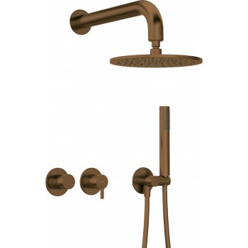 Concealed shower set with head - horiz. tap