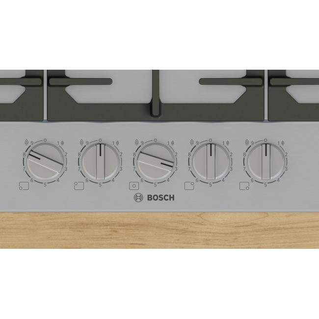 Bosch Serie 6 PCQ7A5I90 hob Stainless steel Built-in 75 cm Gas 5 zone(s) Bosch Serie 6 PCQ7A5I90 hob Stainless steel Built-in 75 cm Gas 5 zone(s)