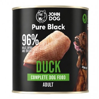 JOHN DOG Pure Black Mono Duck - wet dog food - 800g