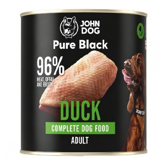 JOHN DOG Pure Black Mono Duck - wet dog food - 800g