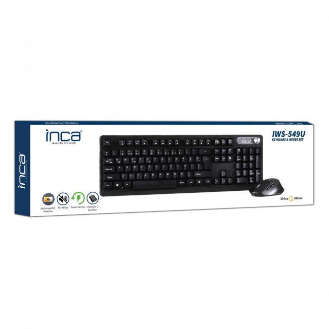 Inca IWS-549U keyboard Mouse included Office RF Wireless + USB Black