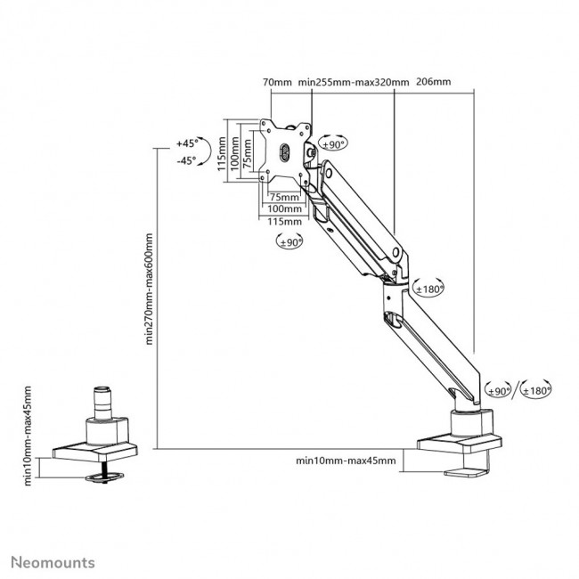 Neomounts NM-D775BLACKPLUS Monitor arm 10-49