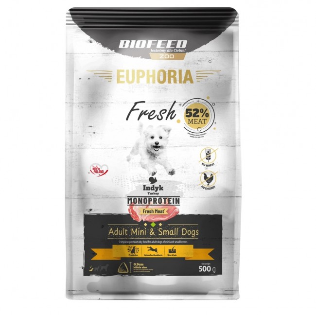 BIOFEED Euphoria Fresh Adult Turkey Monoprotein XS/S - dry dog food - 500g BIOFEED Euphoria Fresh Adult Turkey Monoprotein XS/S - dry dog food - 500g