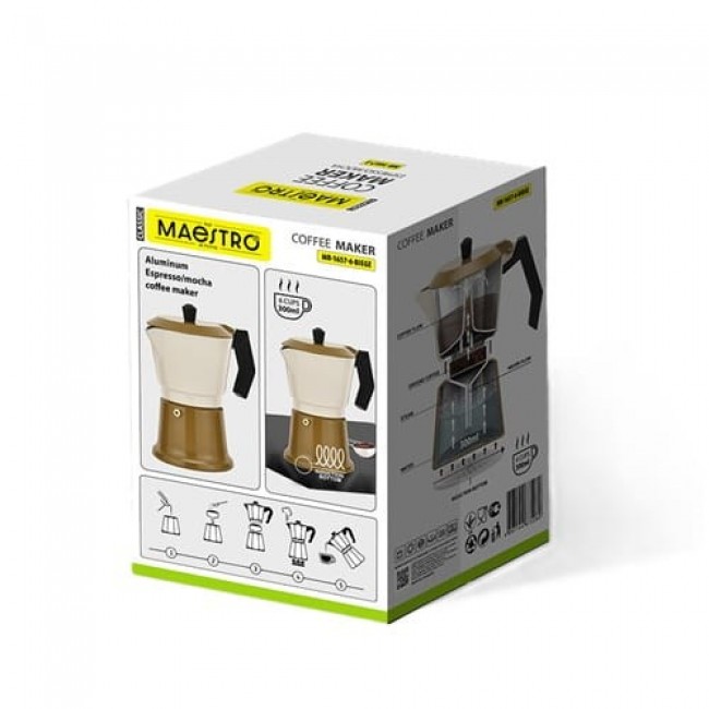 Aluminium moka pot MR-1657-6-BEIGE MAESTRO