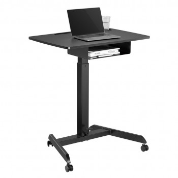 Maclean Desk Laptop Table, Height Adjustable, with Drawer, Black for Sitting Work, Max Height 113cm - 8kg Max, M