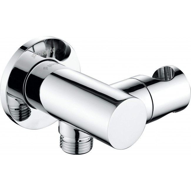 Round angled connector with handset holder