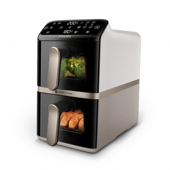 Philips 4000 series NA462/80 fryer Double 10 L Stand-alone 2750 W Hot air fryer Black, Gold, Grey
