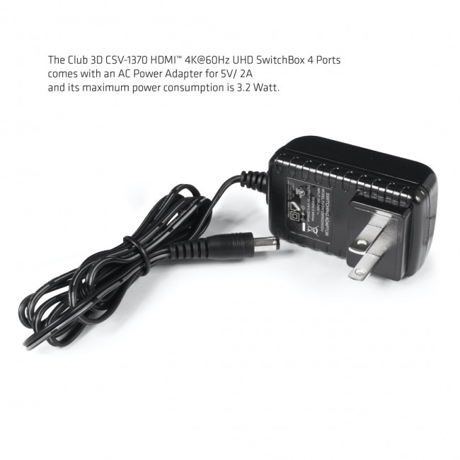 CLUB3D HDMI 2.0 UHD 4K60Hz SwitchBox 4 ports and included IR Remote control
